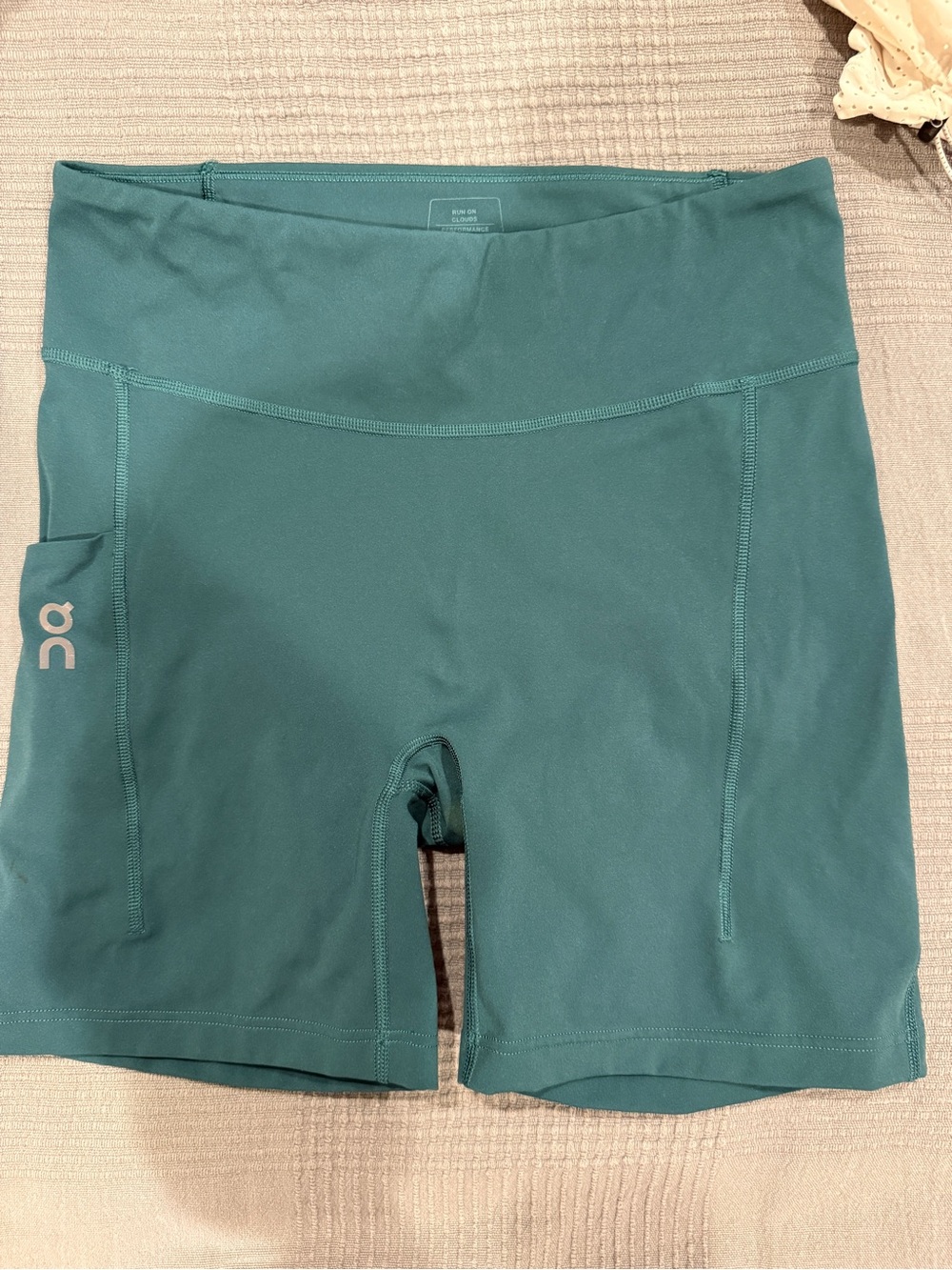 On Running Teal High-Rise Bike Shorts with Side Pocket